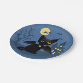 Assiette en papier chat noir de vampire d'Hallowee (Angle)