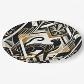 Assiette en papier chat noir décoratif abstrait mo (Angle)