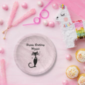 Assiette en papier chat rose rétro atomique (Fête)