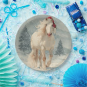 Assiette en papier Cheval Blanc de Noël (Fête)