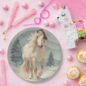 Assiette en papier Cheval Blanc de Noël (Fête)