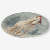 Assiette en papier Cheval Blanc de Noël (Angle)