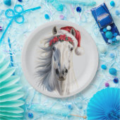 Assiette en papier Cheval Blanc de Noël (Fête)