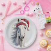 Assiette en papier Cheval Blanc de Noël (Fête)