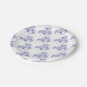 Assiette en papier Cheval Dala bleu et blanc (Angle)