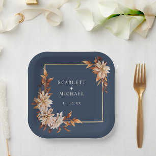 Assiette en Papier Chute Bleu Marine
