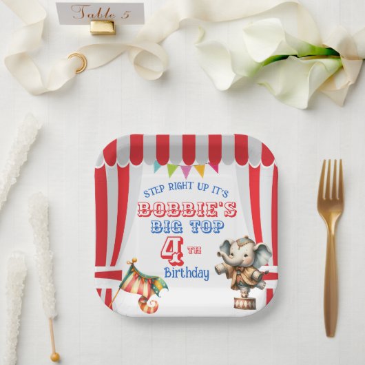 Assiette en papier cirque Big Top (Mariage)