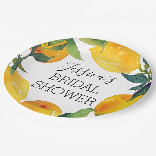 Assiette en papier citron agrume (Angle)