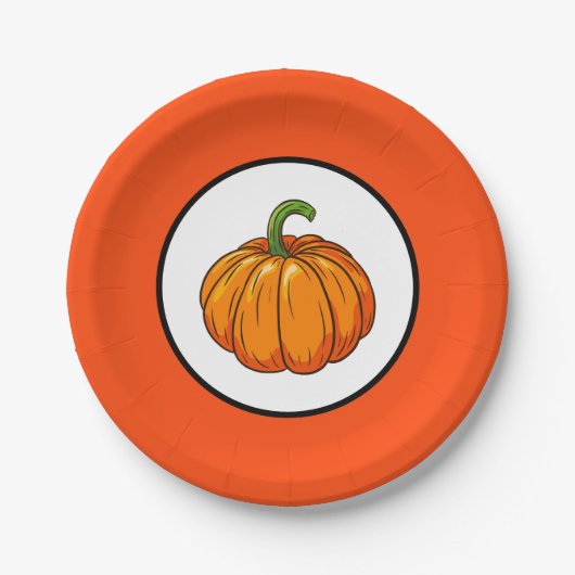 Assiette en papier citrouille (Devant)