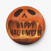 Assiette en papier citrouille Jack o'lantern Hallo (Devant)