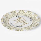 Assiette en papier classique dorée et blanche pour (Angle)
