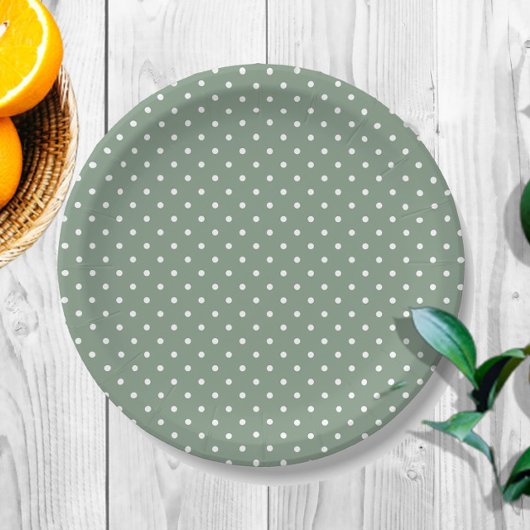 Assiette en papier confettis Olive Sage