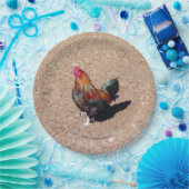 Assiette en papier Coq Cockerel doré (Fête)