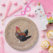 Assiette en papier Coq Cockerel doré (Fête)