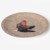 Assiette en papier Coq Cockerel doré (Angle)