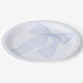 Assiette en papier Coquette à ruban bleu (Angle)
