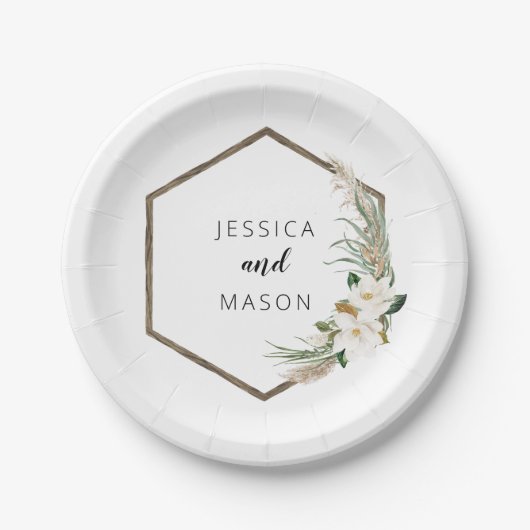 Assiette en papier Couronne Bohème pour Mariage (Devant)