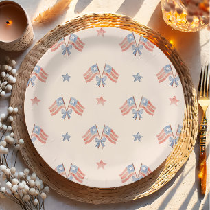 Assiette en papier d'anniversaire patriotique roug