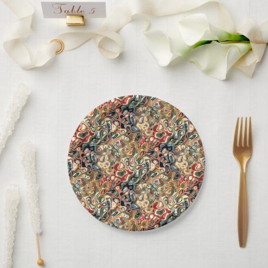 Assiette en papier d'art abstrait (Mariage)