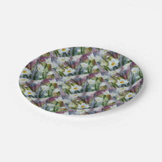 ASSIETTE EN PAPIER DE CHAMPS DE FLEURS DE MARGUERI