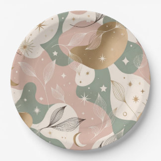 Assiette en papier de design mystique pastel minim