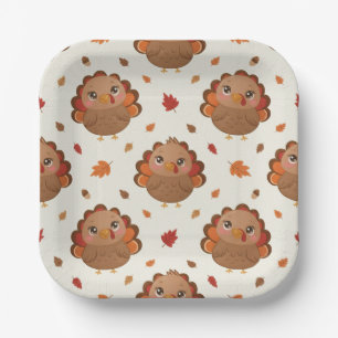 Assiette en papier de dinde mignonne pour festin d
