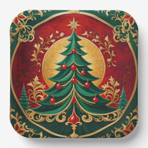 Assiette en Papier de Fête de l'Arbre de Noël