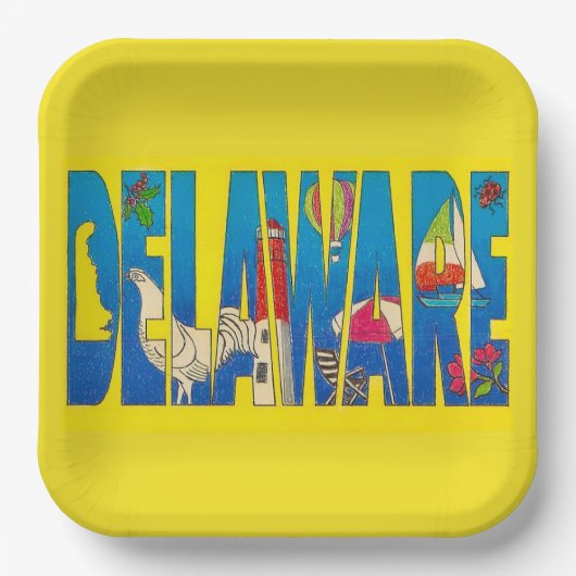 Assiette en papier de fête du Delaware (Recto)
