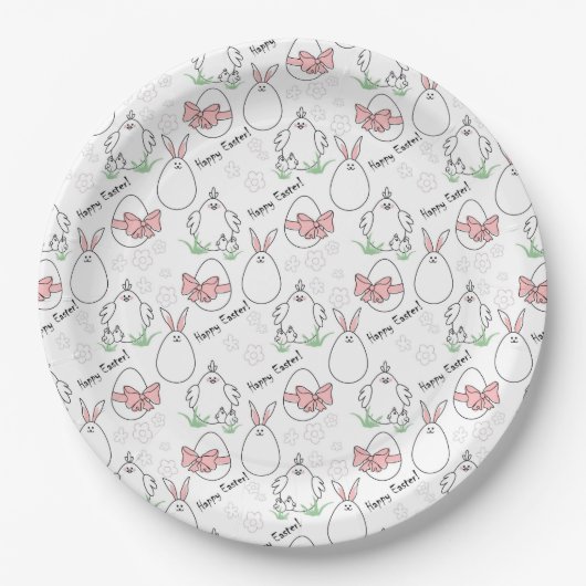Assiette en papier de Pâques Bunny & Chick (Devant)