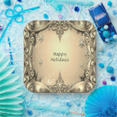 Assiette en papier décorative de fête dorée (Fête)