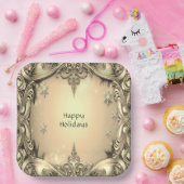 Assiette en papier décorative de fête dorée (Fête)