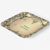 Assiette en papier décorative de fête dorée (Angulaire)