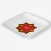 Assiette en papier décorative rouge or Enjoy It (Angulaire)