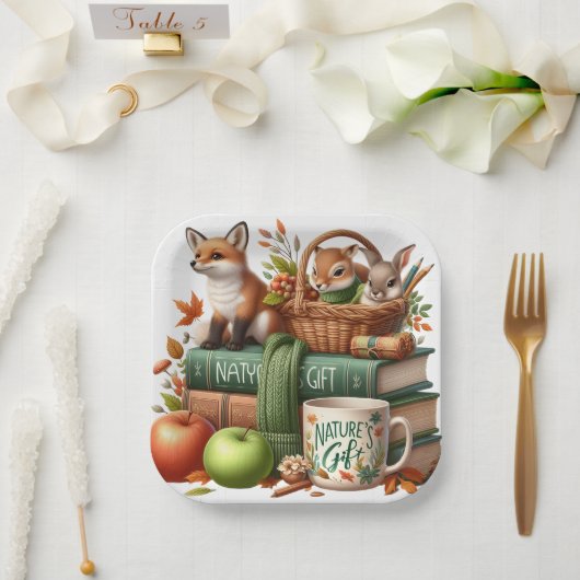 Assiette en papier décorative thème automne (Mariage)