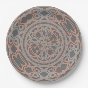 assiette en papier design pêche et gris