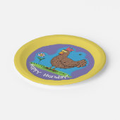 Assiette en papier dessin animé de poule rigolote (Angle)