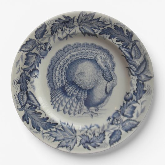 Assiette en papier dinde bleue (Devant)