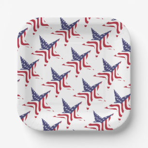 Assiette en papier Drapeau américain étoile patrio