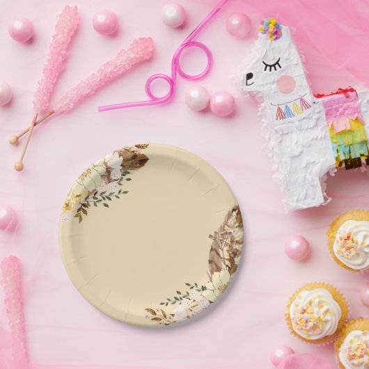 Assiette en papier élégante florale boho pour tout (Fête)