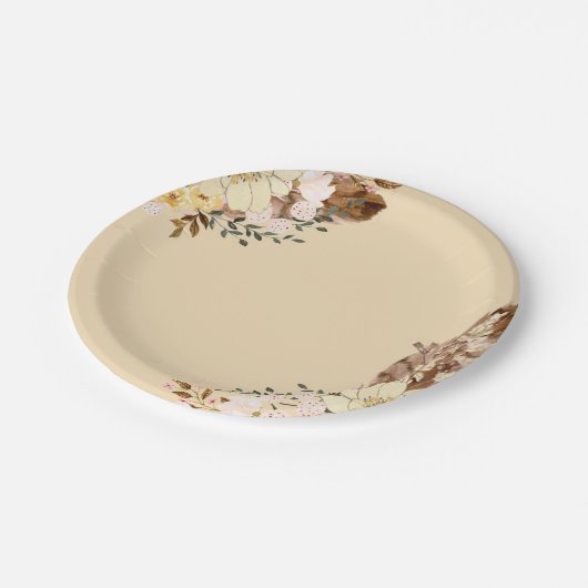 Assiette en papier élégante florale boho pour tout (Angle)