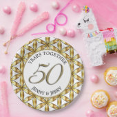 Assiette en papier élégante Or et Blanc pour Anniv (Fête)