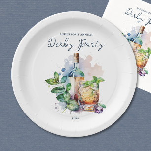 Assiette en papier élégante pour fête de derby aqu
