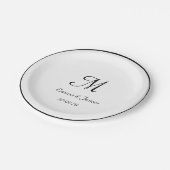 Assiette en papier élégante pour mariage avec mono (Angle)