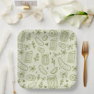 Assiette en papier en forme de cornichon au dill