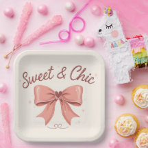 Assiette en papier fete coquette rose Sweet and Ch