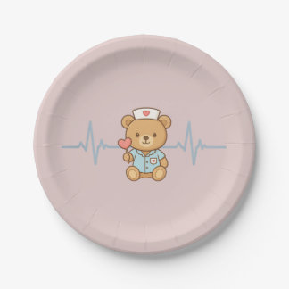 Assiette en papier Fête de l'ours en peluche infir