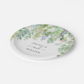 Assiette en papier Fête de mariage à la verdure do (Angle)
