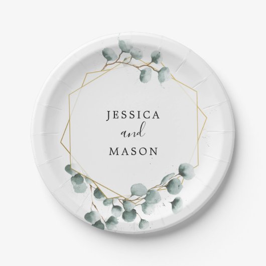 Assiette en papier Fête de mariage au feuillage d' (Devant)