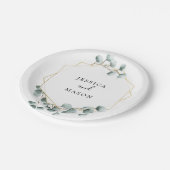 Assiette en papier Fête de mariage au feuillage d' (Angle)