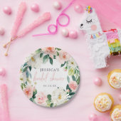 Assiette en papier Fête de mariage Floral Rose Cla (Fête)